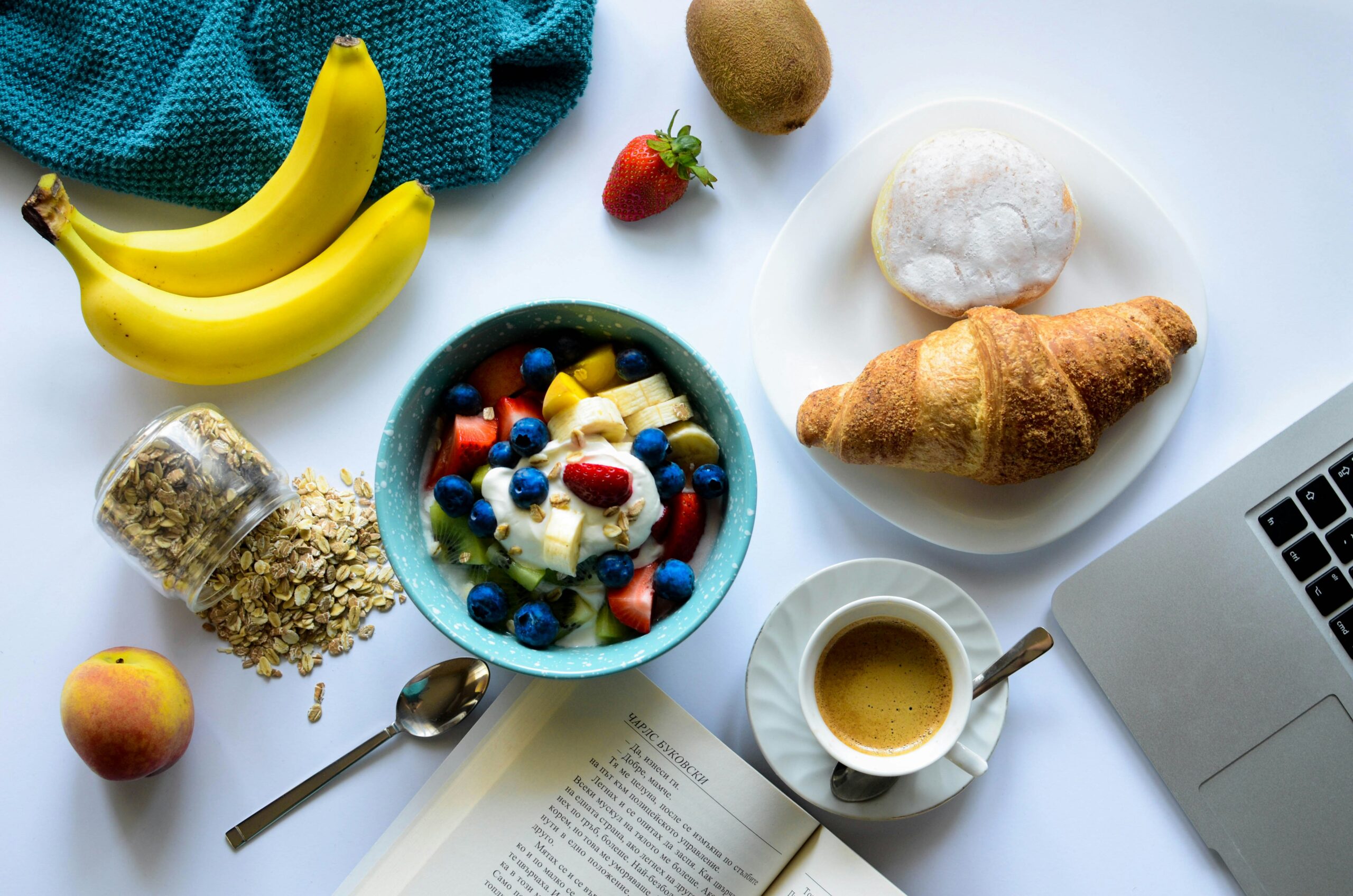 Jade, A. (2021). Top view of strawberry and berries parfait in bowl near croissant and laptop [Photograph]. Unsplash. https://unsplash.com/photos/top-view-of-strawberry-and-berries-parfait-in-bowl-near-croissant-and-laptop-2L8VzgYikXE